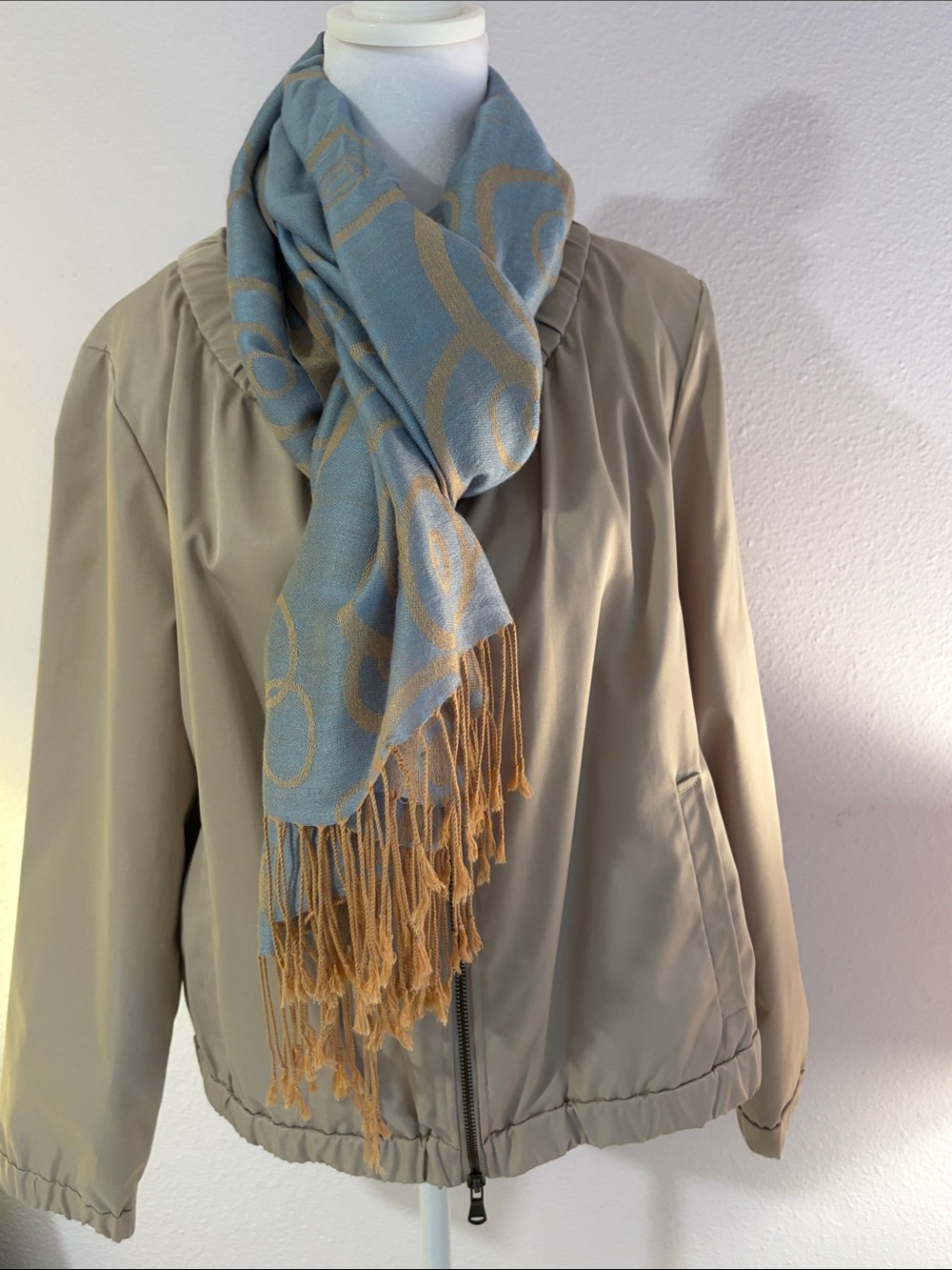 Chicos tannish gold Bomber Jacket with Scarf